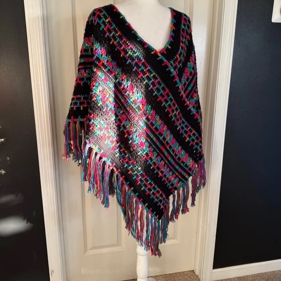 Hand Knit Rainbow Stripe Poncho
One size fits all! - Picture 4 of 12